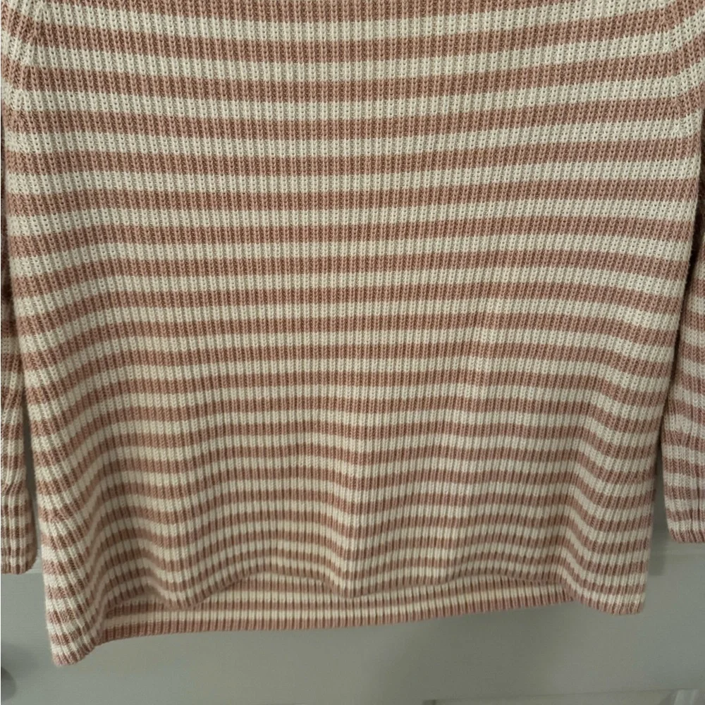J. Crew Pink and White Stripe Long Sleeve Sweater size M